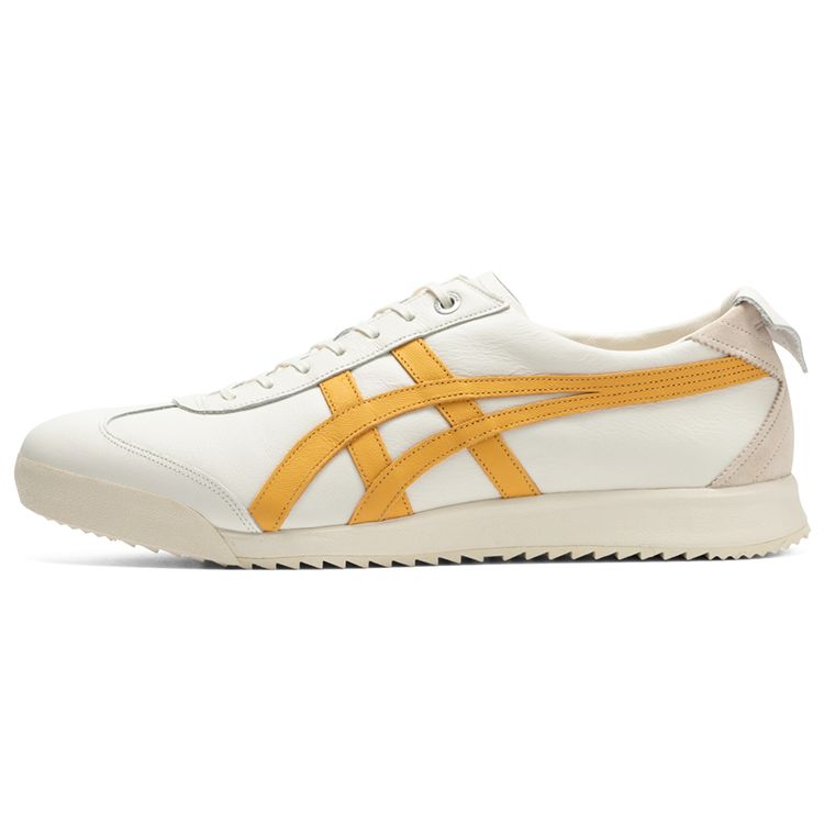 ONITSUKA TIGER Mexico 66 Ex Leather Round Toe Lace-Up Sports Durable Low-Top Casual Shoes Unisex Sneaker White Yellow 1183B889-104