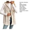 Women's Sleeveless Hoodie Coat Button Down Faux Fur Fuzzy Coat Oversized Textured Hooded Vest Fall Outerwear