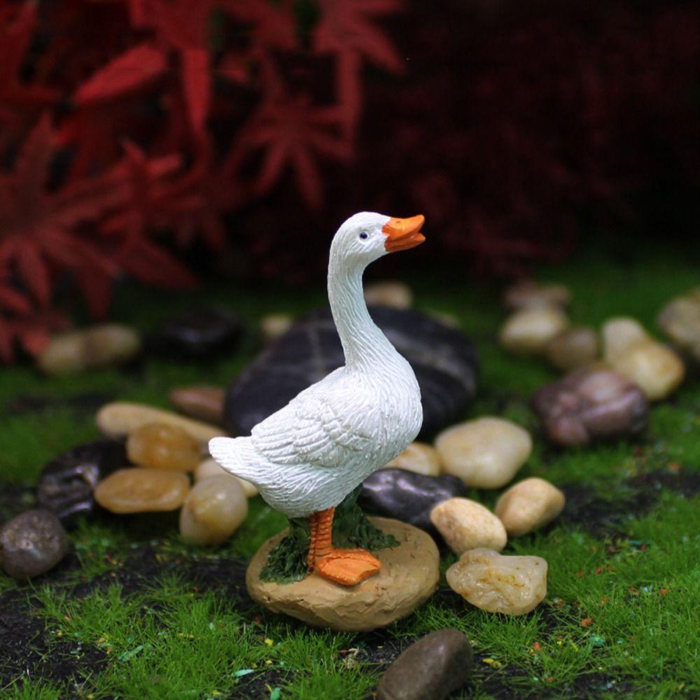 Handmade Mini Duck Statue Cute Micro Landscape Decoration White Duck Ornaments Home Decorations