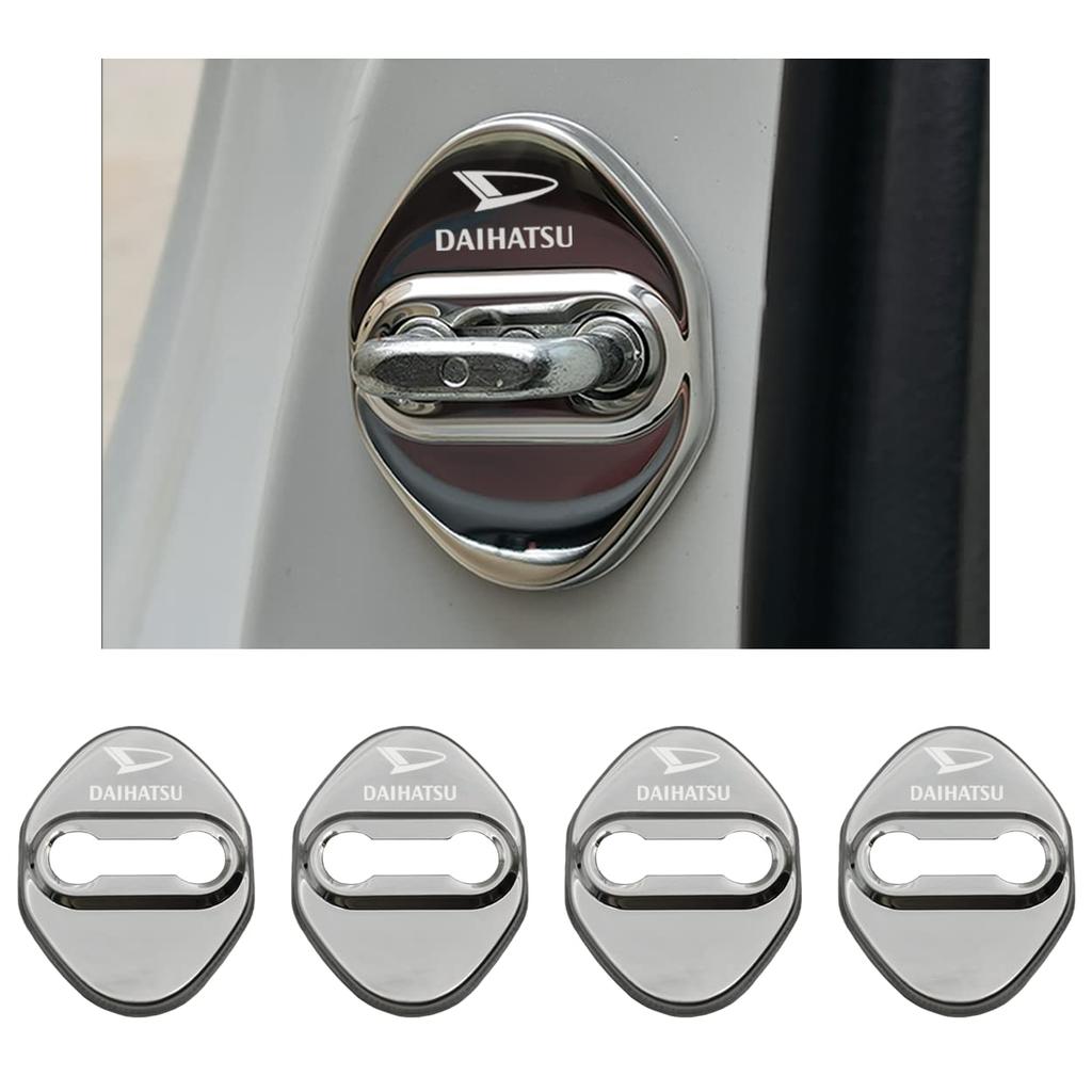 Haoshilianfa Compatible for Daihatsu Door Striker Cover Door Lock Cover Stainless Steel Cover Easy Installation Metallic Set of 4