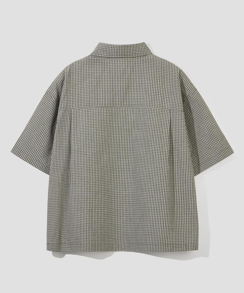 AGOD Crop Half Check Shirt [Khaki]