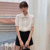 Vintage Lace Doll Collar Shirt Women's Summer New Short-sleeved Sweet Top