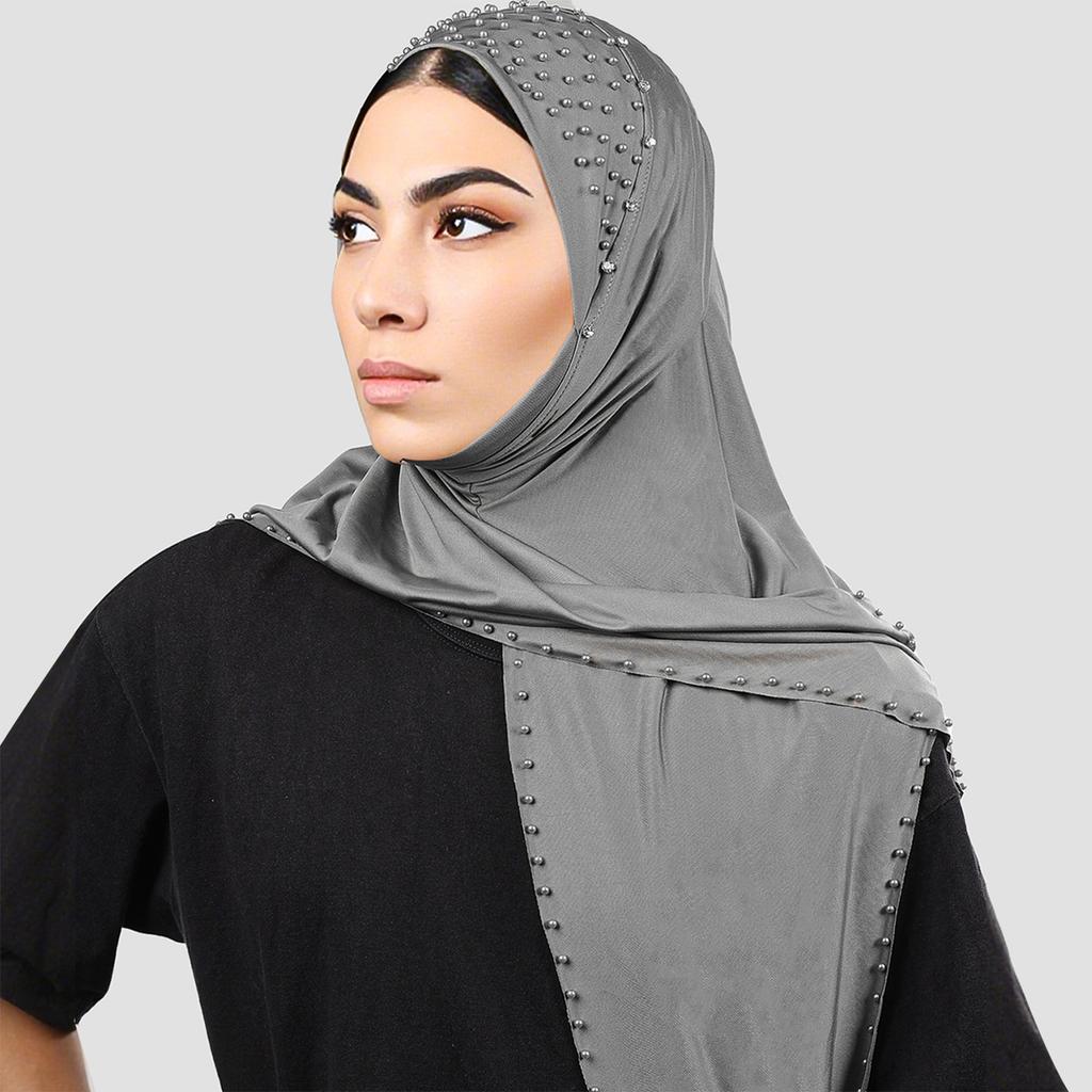 Женский платок на голову, шляпа, платок с бусинами, повязка на голову, платок из молочного шелка высокой эластичности