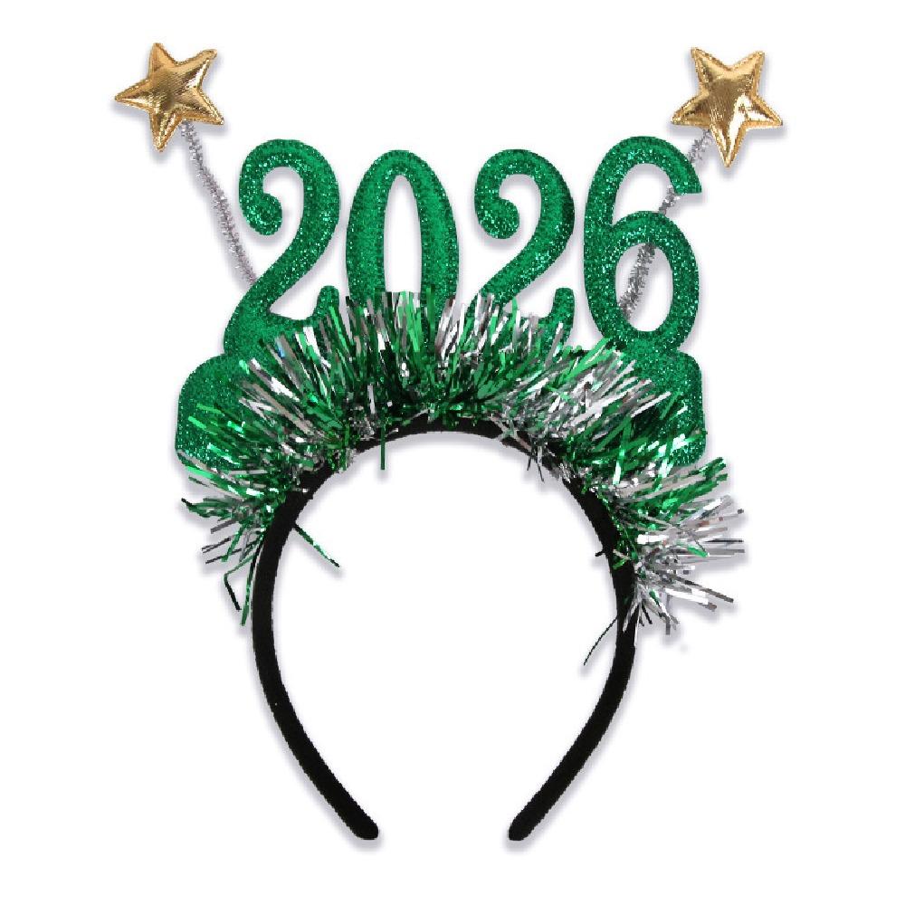 Sequin 2026 Happy New Year Headband Sweet New Year Decorative Glasses  New Year Dress Up
