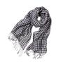 [Dolly Para] Women's Hemp Scarf Linen Muffler Hemp Stole Gingham Check Navy Blue and Pink (Navy Blue)