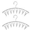 Set of 2 Waikas Stainless Steel Sock and Underwear Hangers with 8 Clips | Perfect for Drying Baby Clothes and Towels
