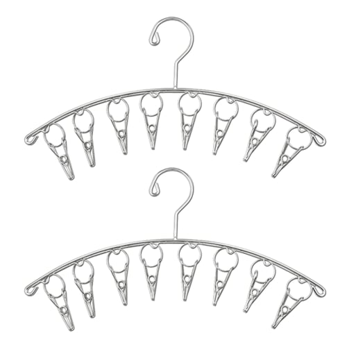 Set of 2 Waikas Stainless Steel Sock and Underwear Hangers with 8 Clips | Perfect for Drying Baby Clothes and Towels