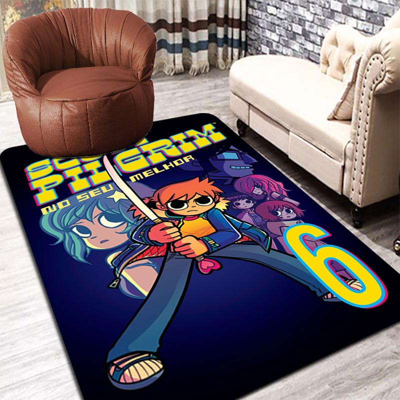 Scott Pilgrim anime design Rug Floor Mat for Living Room or Bedroom Soft and Comfortable Carpet a Gift for Birthday and Holiday.