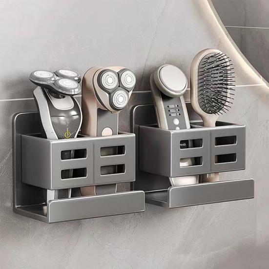 Полка для хранения в ванной комнате, настенная, без перфоратора, водонепроницаемый дренаж, большая несущая способность, расческа для зубных щеток, косметический фен, стойка-органайзер