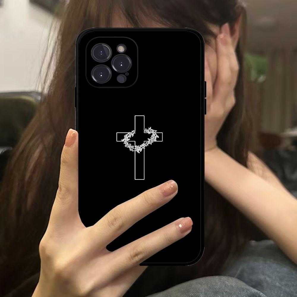 Черный Чехол-Крест для Телефона Для IPhone 16 15 14 11 12 13 Mini Pro XS Max Чехол 6 7 8 Plus X Funda Оболочка
