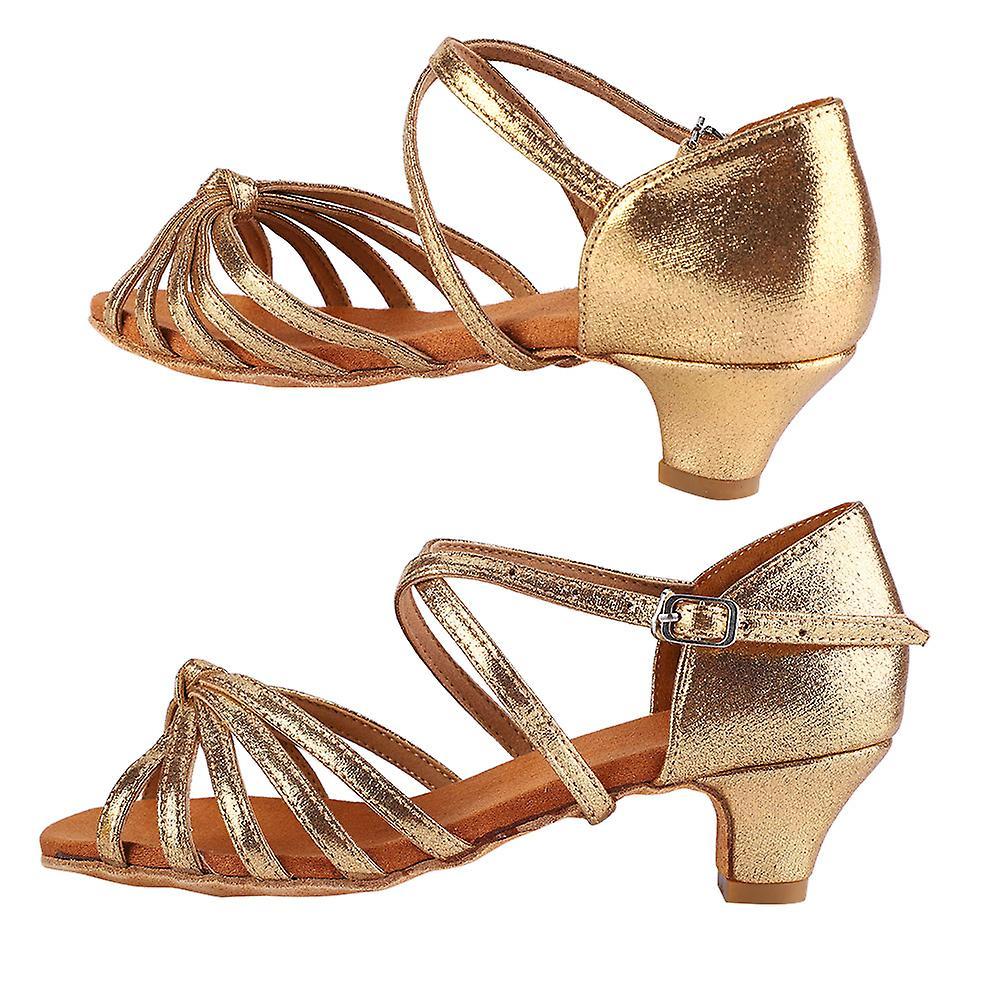 Soft Comfortable Latin Shoes Fashion Dance Shoe for Children Girl Gold Color 32