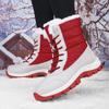 Waterproof PU Leather Snow Boots Fashion Women High Boots Plush Cotton Shoes Warm Winter Outdoor Walking Hiking Shoes