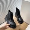 Plus Size 42 43 Women Motorcycle Ankle Boots Wedges Female Lace Up Platforms Black Leather Oxford Shoes Woman  Botas Mujer
