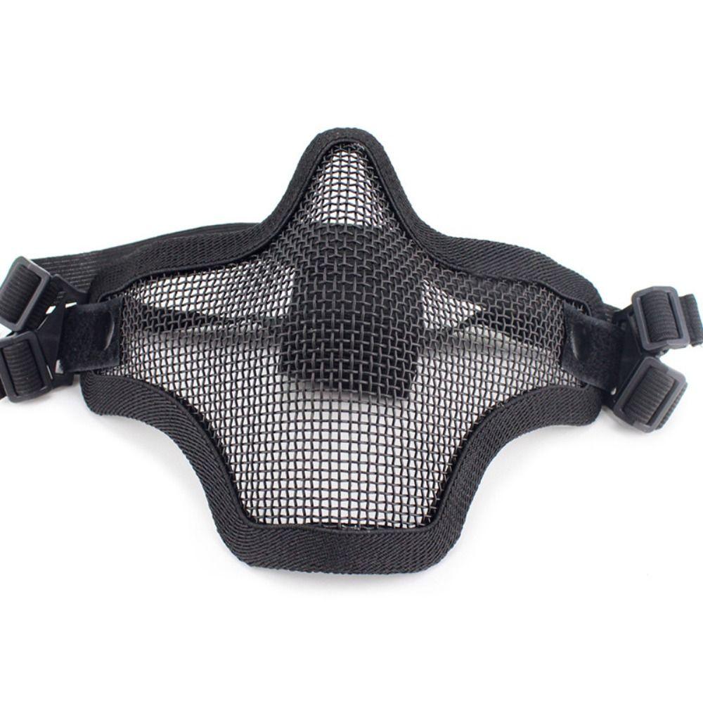 Adjustable Half Face Wire Mask Carbon Steel Steel Mesh Mask Metal Face Mask  Outdoor Sports