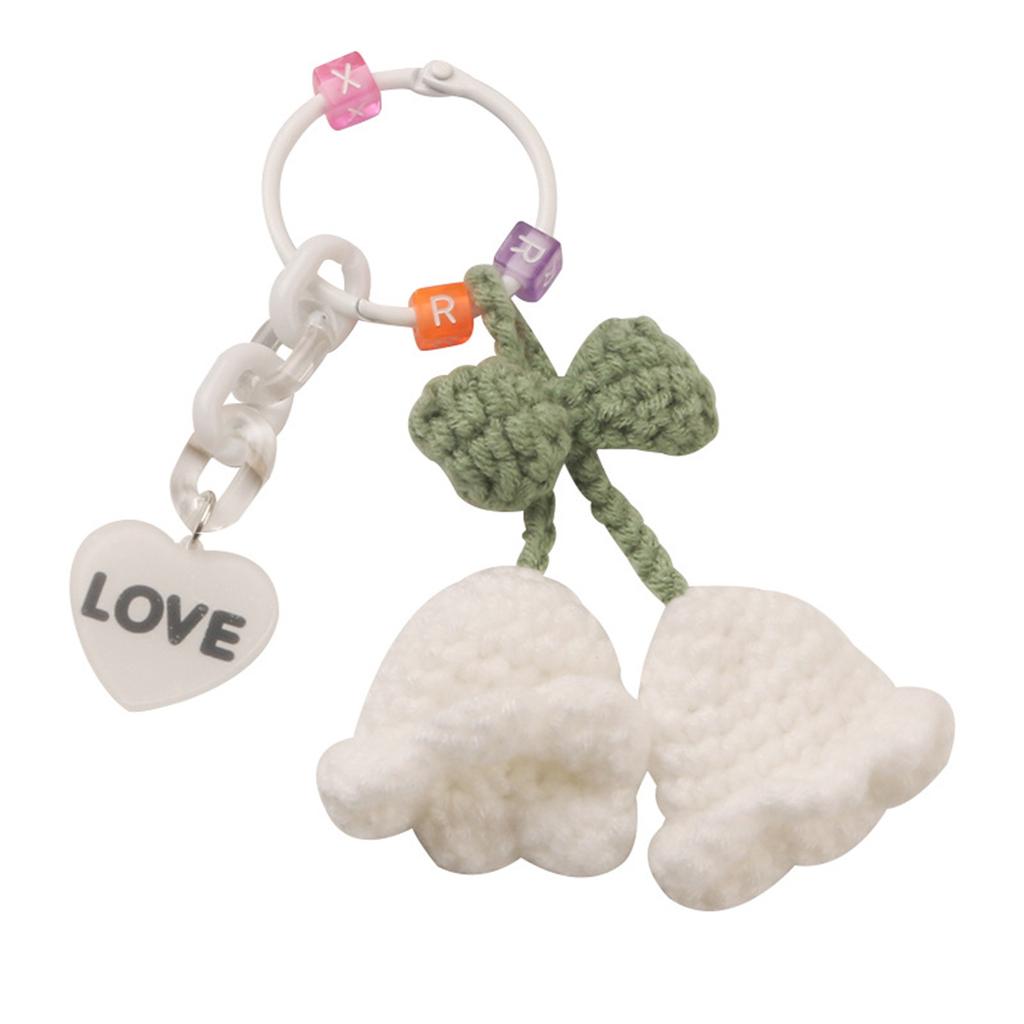 Ландыш Брелок Подвеска Чехол-мешочек для наушников Украшения для телефона Ручная работа Цветок Вязаный Брелок Украшение