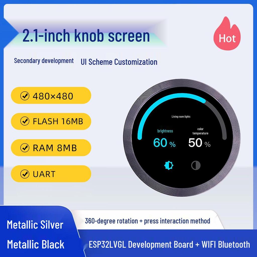 ESP32-C3/S3 Сенсорный Экранный Поворотный Переключатель с WiFi и Bluetooth для Разработки Пользовательского Интерфейса (1,28/1,5/2,1 дюйма)
