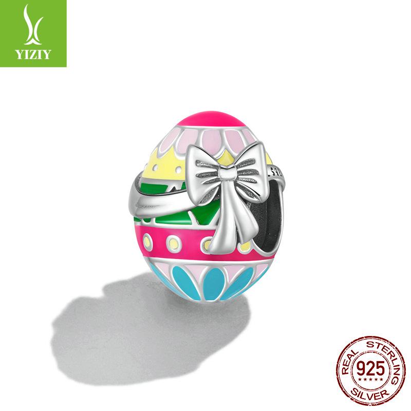 Пасхальный кролик, серия яиц, сделай сам, браслет из бусин, детский, забавный, аксессуары из серебряных бусин 925 пробы