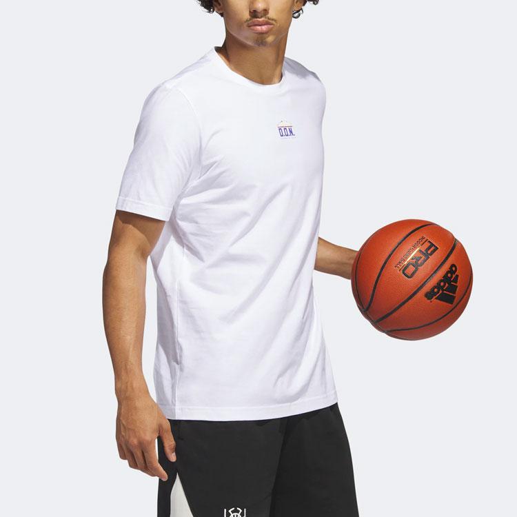 Adidas ДОН. Превосходная футболка с буквенным логотипом, круглым вырезом и короткими рукавами, мужские топы, белая IB9403