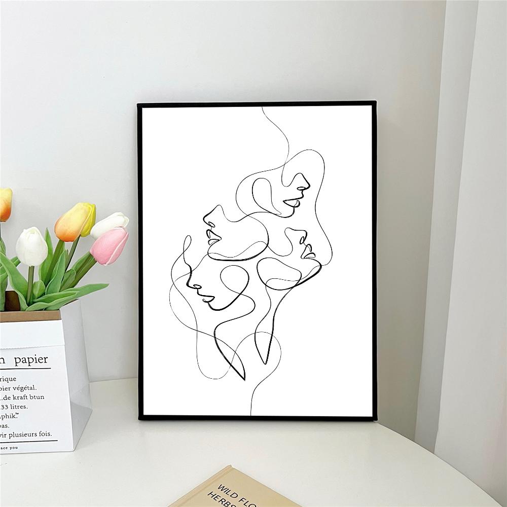 1 шт. Абстрактная линия Женское лицо самоклеящийся художественный постер водонепроницаемая бумажная наклейка для кофейни, бара, настенного декора