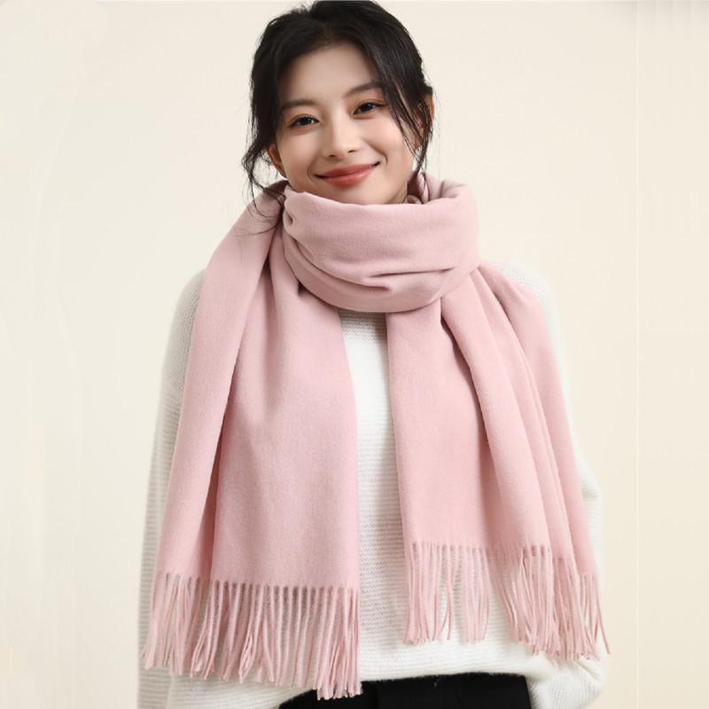 Women's Winter Japanese & Korean Solid Color Shawl - Premium Imitation Cashmere, Custom Logo, Long Autumn/Winter Scarf