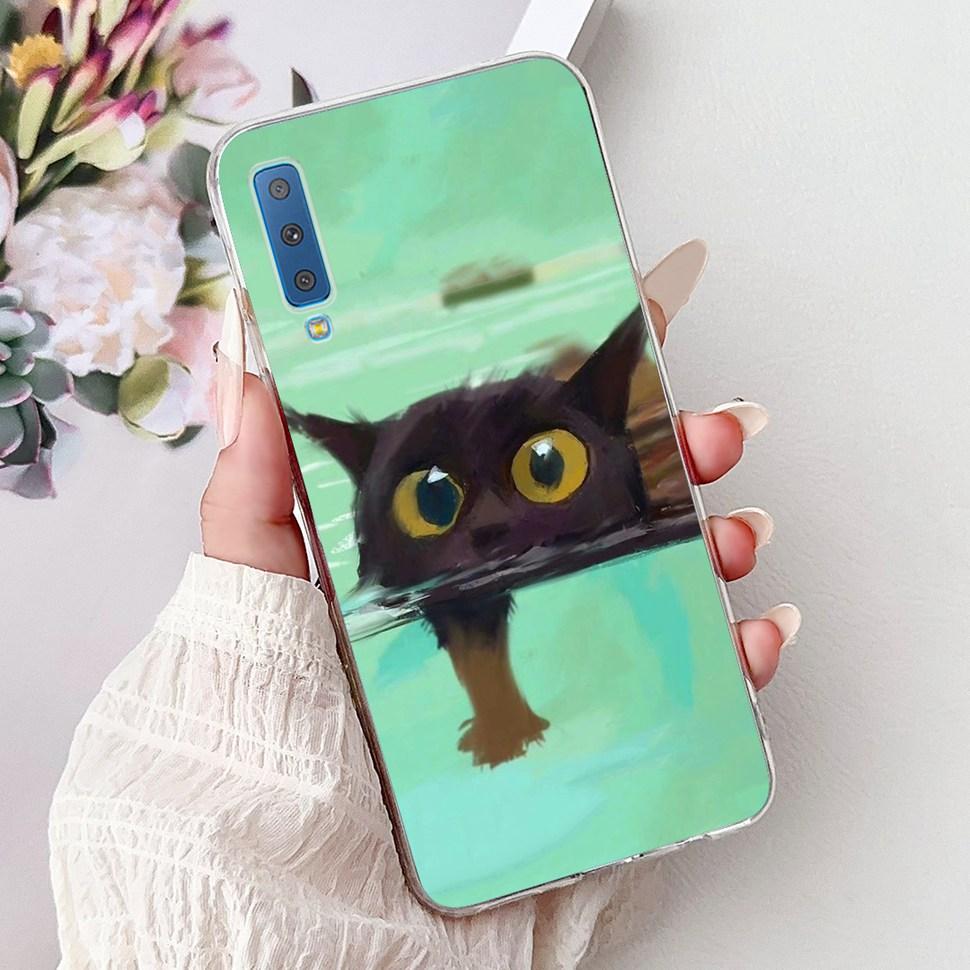 Для Samsung Galaxy A7 (2018) Чехол Милый Кот Модный Расписной Чехол Мягкие Силиконовые Чехлы Для Samsung A7 A750F 2018 Fundas