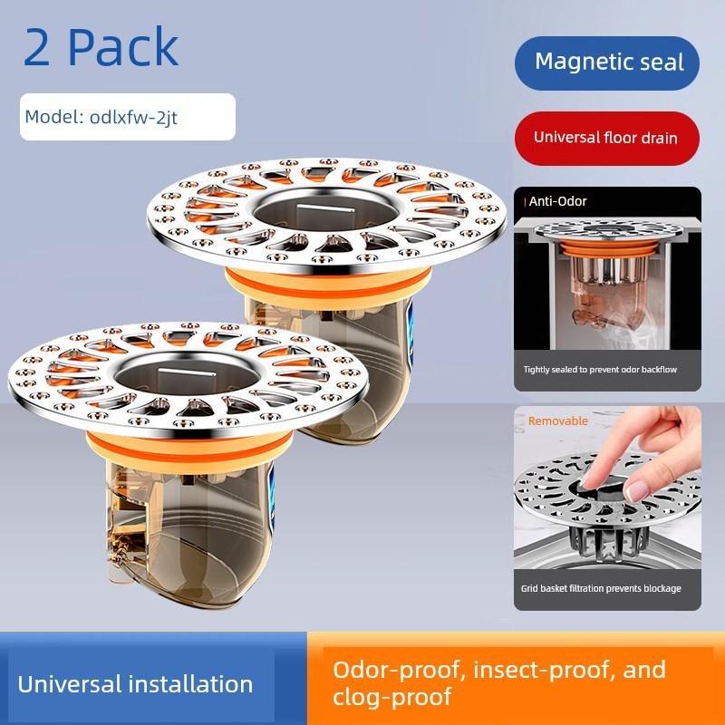 German Quality Floor Drain Deodorizer, Universal for Bathrooms, with Internal Core and Sealing Cover, Anti-Insect and Anti-Odor Device for Drains