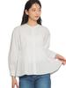 Ray Beams Pleated Crew Neck Women's Shirt, White/Free Size, Large/Sized Shirt/Blouse