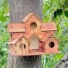 Wooden Bird House Birdhouse Courtyard Easy To Install Garden Hanging Hut Hummingbird Nest for