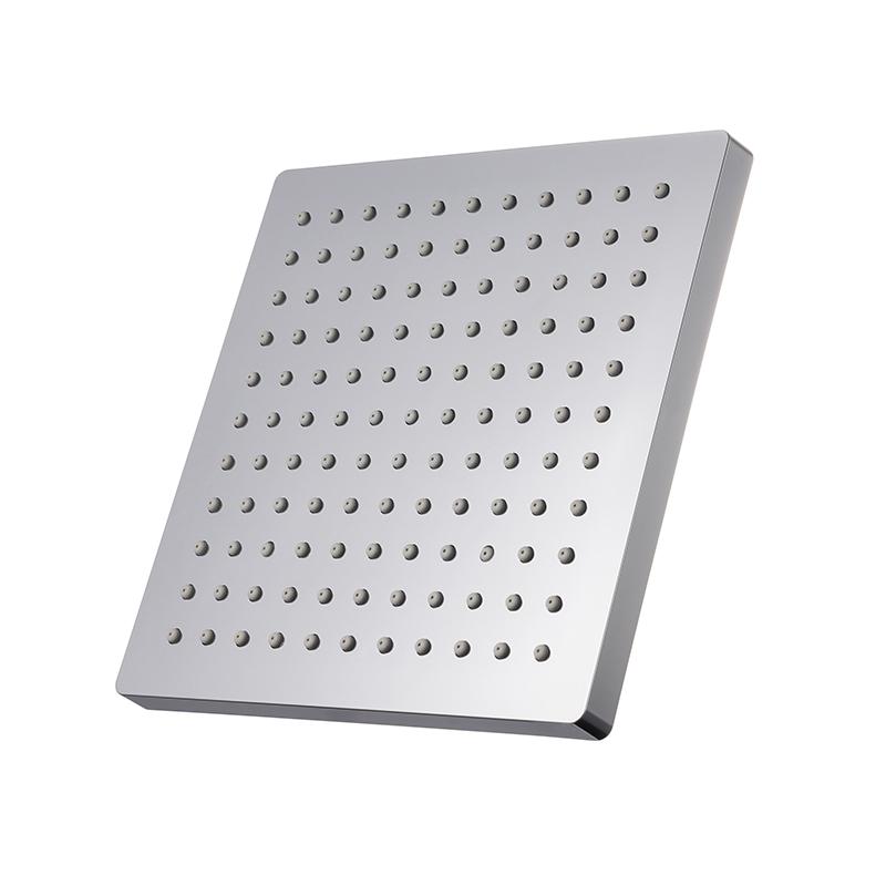 8 Inch Square Rain Shower Head Stainless Steel Body Chrome Panel Brass Ball Head TPR Soft Nozzle Bathroom Overhead Spray