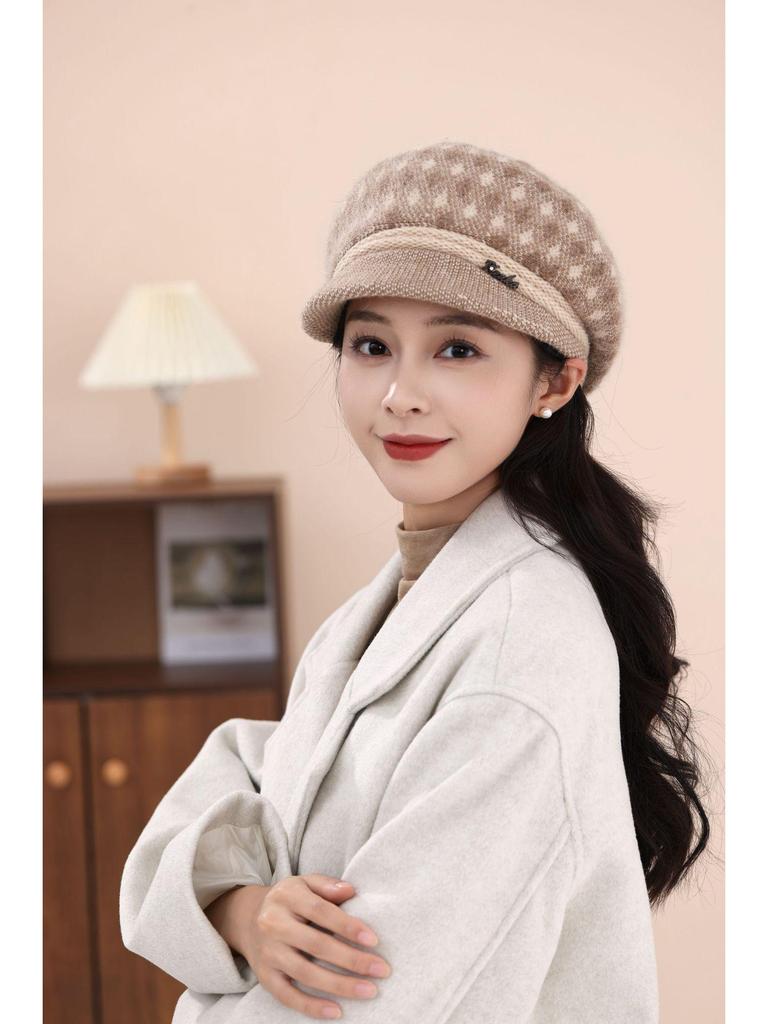 Элегантная теплая шерстяная кепка газетчика: Вязаная шапка в стиле ретро, удобная и универсальная, для пожилых мужчин и женщин