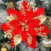 10/1pcs 15cm Glitter Christmas Flowers Artificial Poinsettia Flower Head Xmas Tree Ornament Home Decoration Navidad New Year