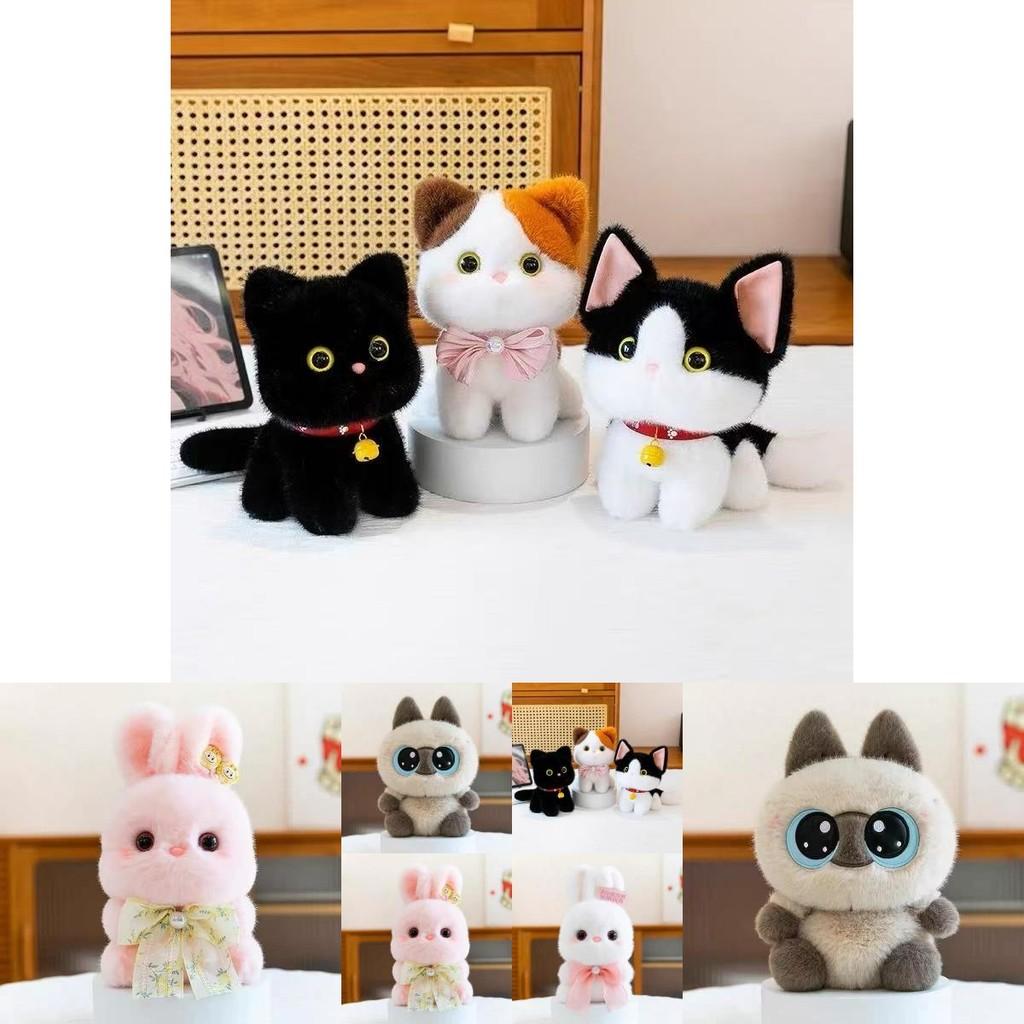Плюшевая игрушка-кошка, короткий ворс, хлопок, милая кукла-животное для детей и коллекционеров