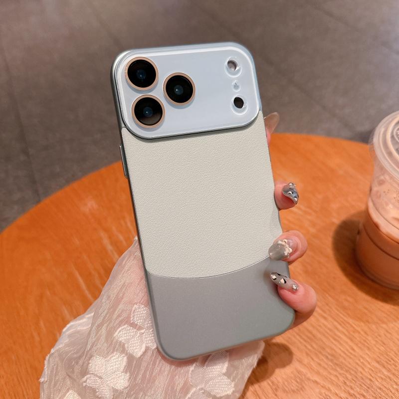 Двухцветный чехол из кожи наппа с узором личи для iPhone 17 Pro Max 17 Pro Air 16 Plus 15 14 13 12 11 Pro Защитная крышка для объектива