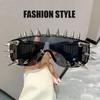 Novelty Punk Rivet Decoration Sunglasses Cyberpunk Rock Large Shield Fashion Weird Club Sunglasses Funny Party Glasses