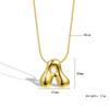 Chubby 26-Letter Balloon Pendant Necklace, Gold-Plated Stainless Steel
