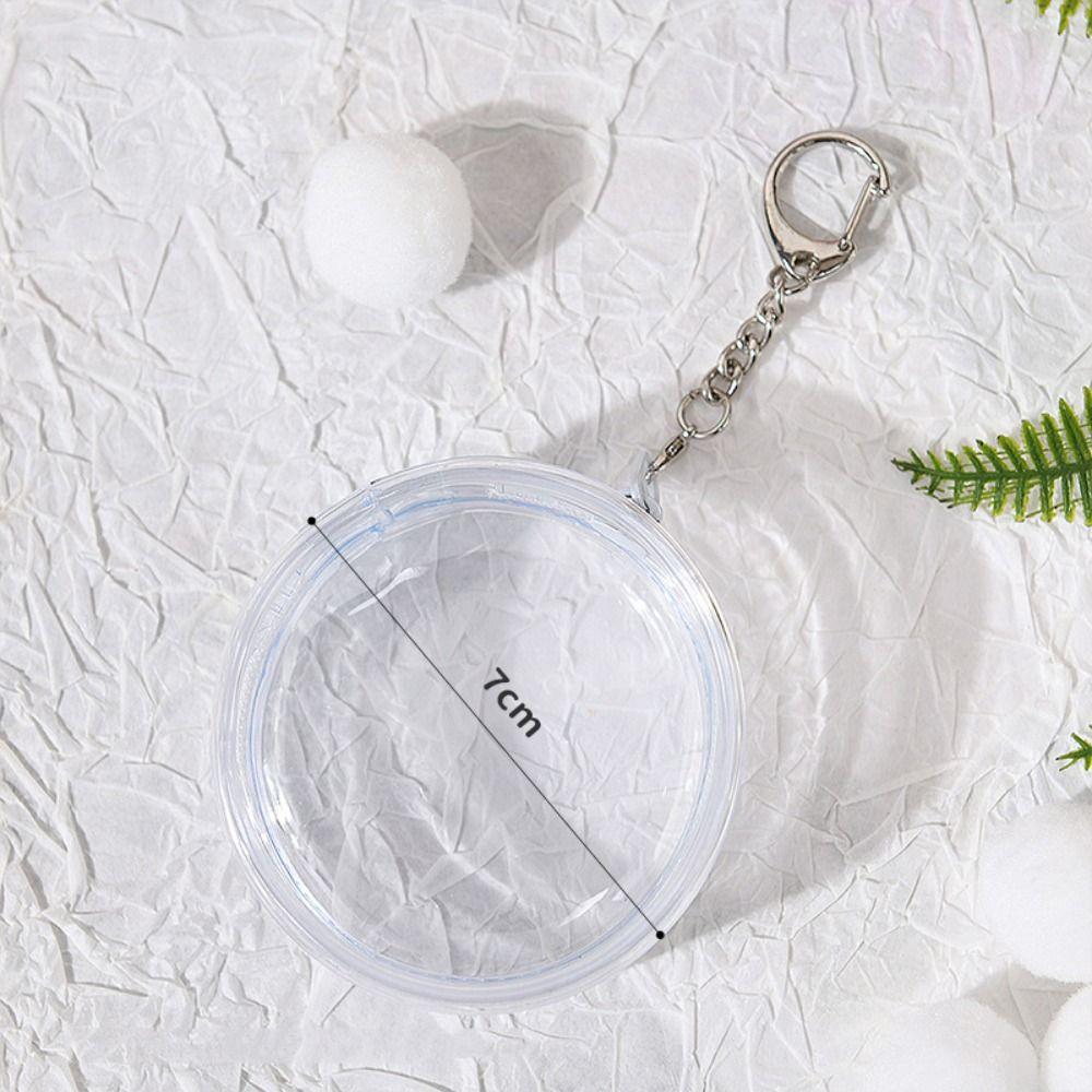 Protection Case Round Badge Storage Pouch with Keyring Clear Outdoor Bag Gifts
