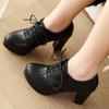 2024 Best-seller New Round Toe Platform High Heeled Woman Lace Up Shoes Derby Oxford Pumps Women Shoes Heels