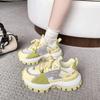 Сладкие конфетные цвета Дышащие сетчатые кроссовки Женские 2025 Осень Массивная платформа Клиновидный каблук Повседневная обувь Мягкая толстая подошва
