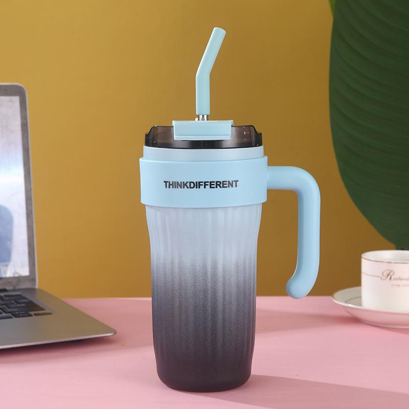 American Style 316 Stainless Steel Insulated Tumbler with Straw, Large Capacity, Portable Handle, Ice Buster