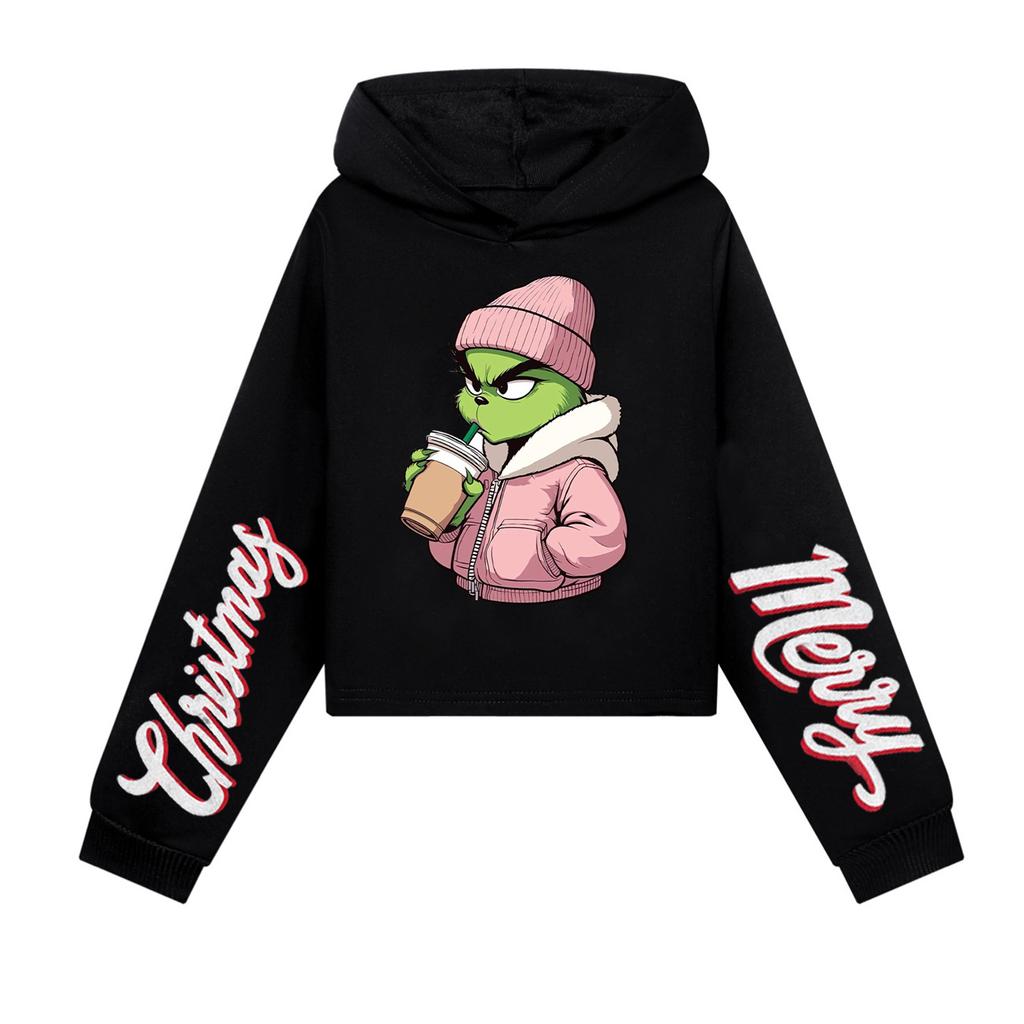 Kids' Casual Fashion Christmas Printed Long Sleeve Hooded Sweatshirt (No Drawstring)