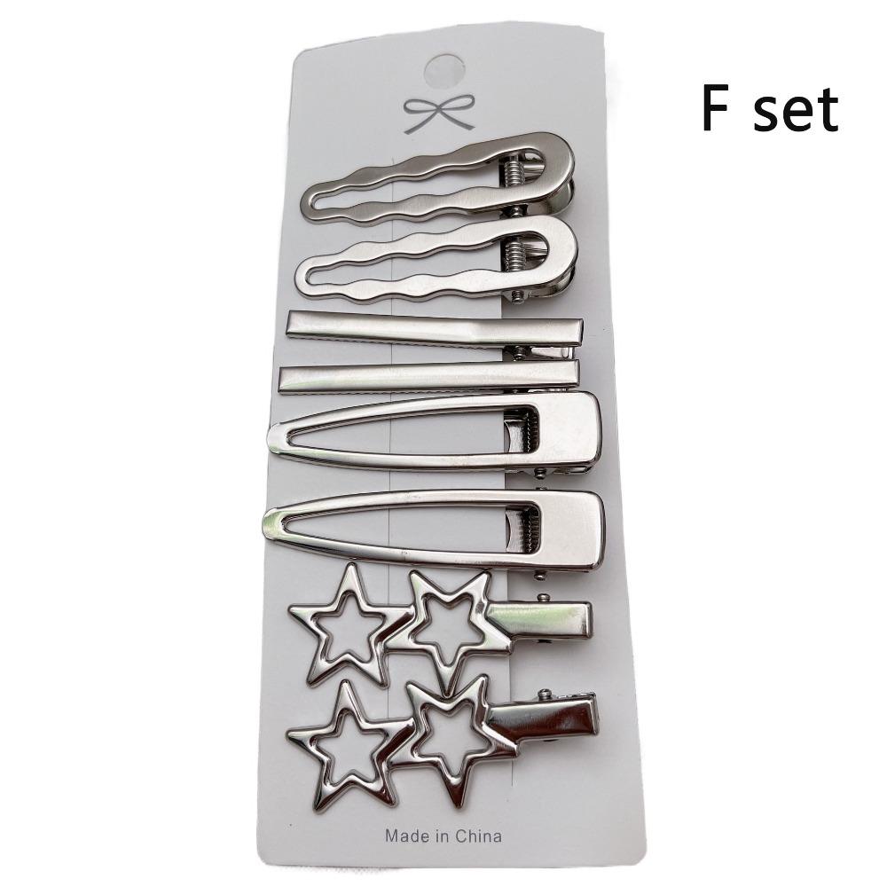 8Pcs/Set Metal Y2K Hair Clip Set Duckbill Clip Bangs Barrettes Trendy Side Clips Women Girls