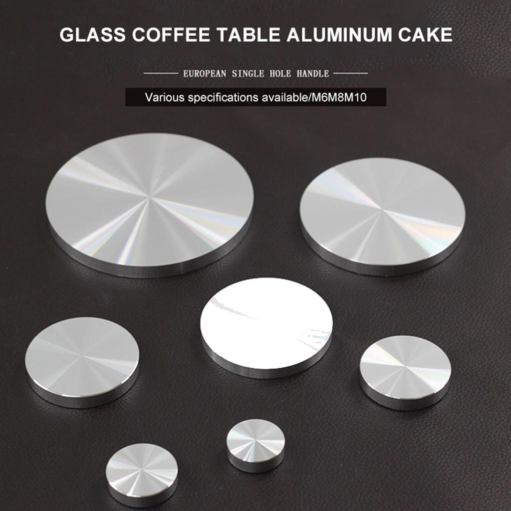 Solid Glass Round Table Leg Aluminum Disc Silver Tone for Glass Table Tea Tables