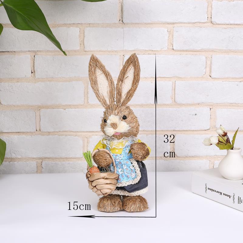 32cm Easter Rabbit Props Home Living Room Decoration Ornaments Simulation Rabbit Easter Grass Fur Rabbit