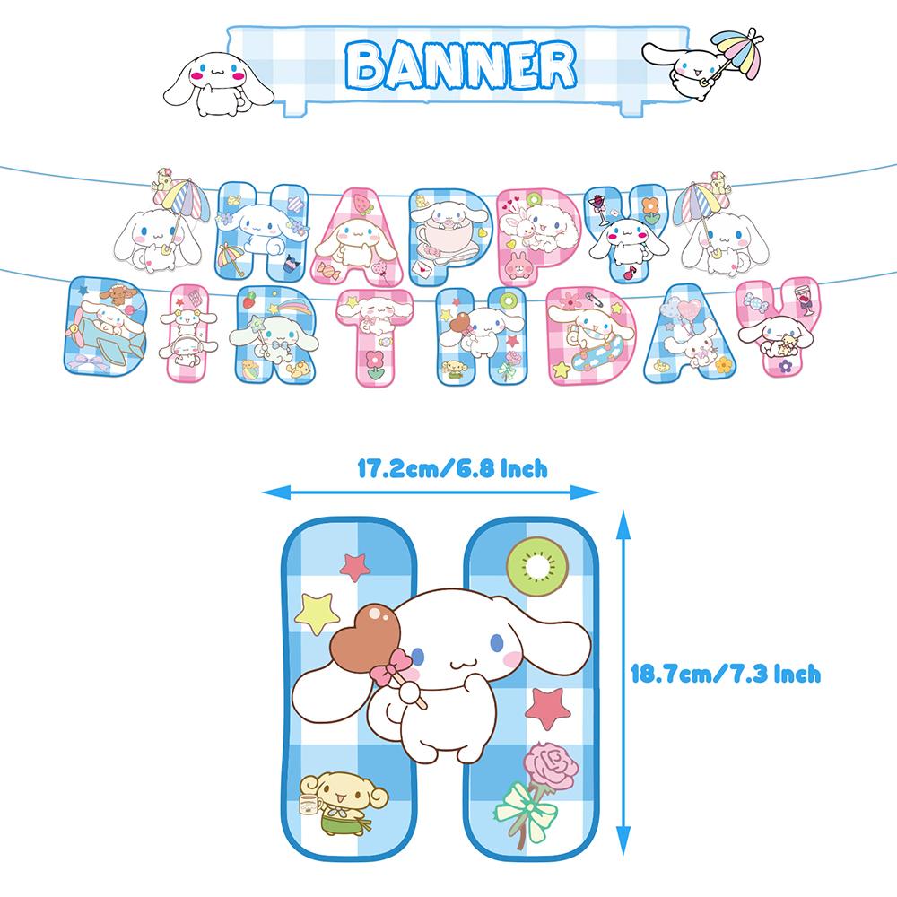 Kawaii Dog Party Supplies Include Banner Cake Topper Balloons for Theme Party