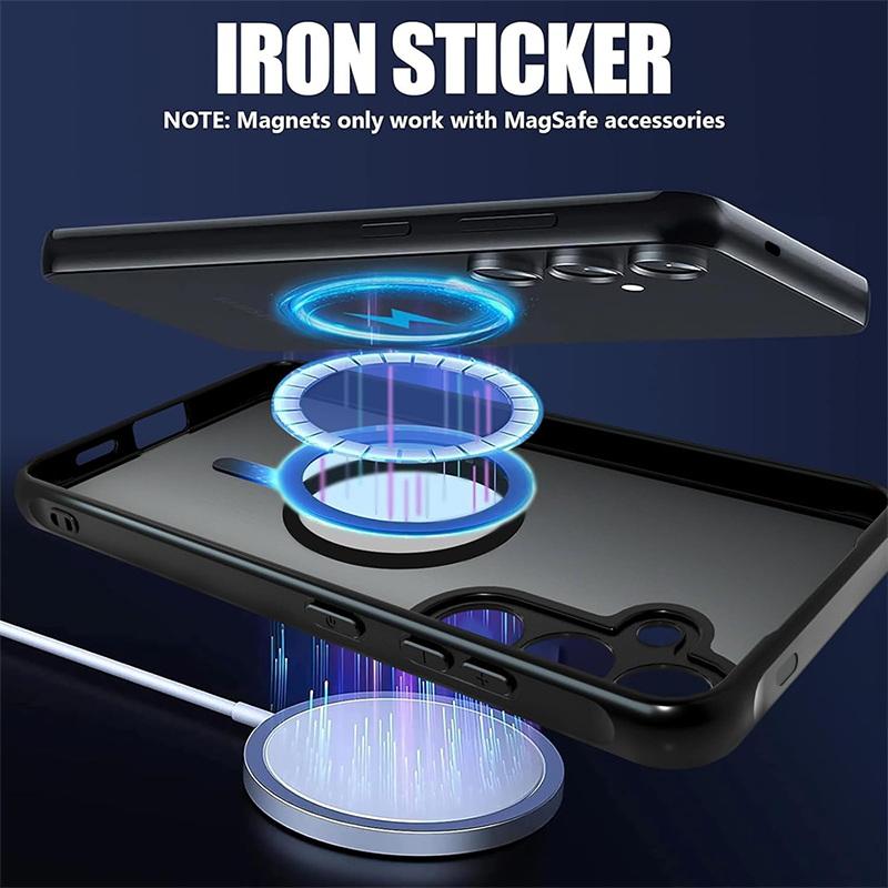 Магнитный чехол для телефона с узором в виде сердечек для Samsung Galaxy S26 S25 S24 S23 S22 Ultra Plus S25 Edge S24 S23 FE Акриловая крышка из ТПУ