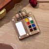 8/15 Grid Portable Sketchbook Palette, Mini Walnut Wood Color Palette Box Travel Watercolor Case For Drawing(Without Colors)