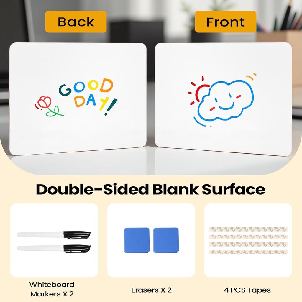 2 PCS Mini Whiteboards, 9" x 12" Small Double Sided Dry Erase Board, Portable White Boards for Students, Teachers, School Supplies Lapboards
