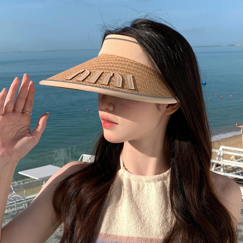 Летняя соломенная шляпа от солнца для женщин, солнцезащитный крем для улицы, пустая верхняя кепка, женская кепка с защитой от ультрафиолета, широкие козырьки