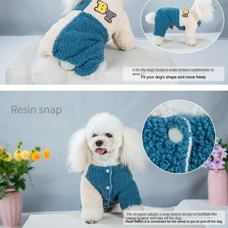 Зимняя одежда, бархатные теплые сиамские пижамы для домашних животных, бархатная одежда для четвероногих собак, хлопковое пальто для щенков, одежда