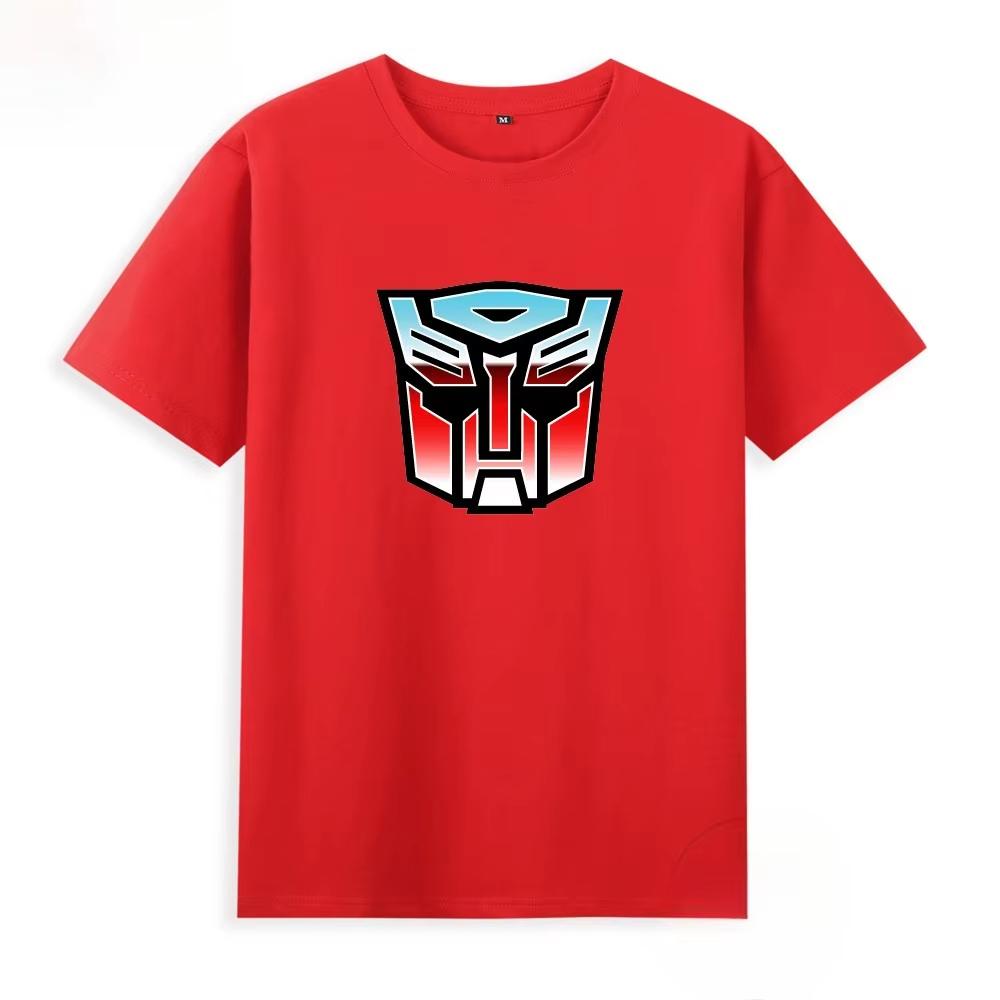 Cotton Breathable Childrens Tshirt Transformers Autobot Logo Printed Fashion Parent Child Wear Mens and Womens Short Sleeves